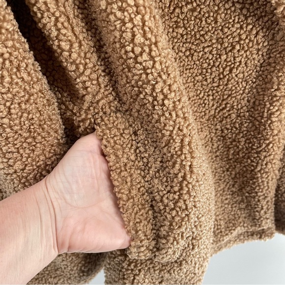 Sanctuary Faux Fur Caramel Colored Double Breasted One Snap Teddy Coat Jacket - Picture 5 of 14